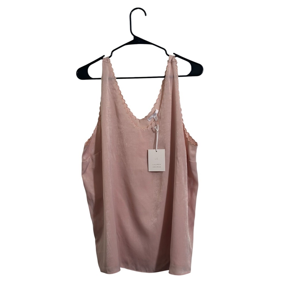 LC Lauren Conrad Bonita PCH Scalloped V Tank Satin Camisole Top Size XXL NWT - Picture 2 of 7